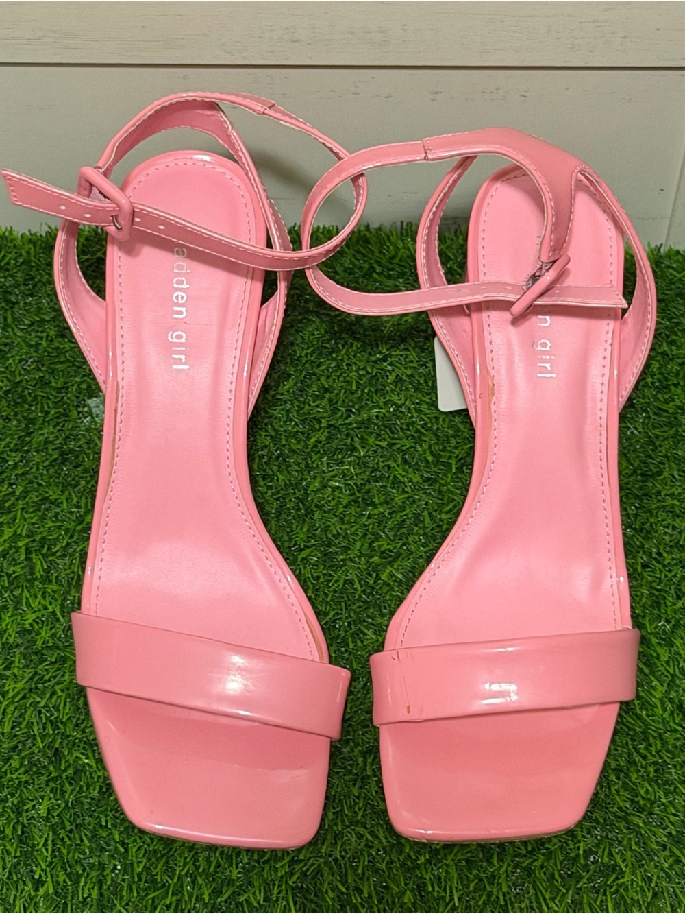 Madden Girl Pink Patent Ankle-Strap Heels